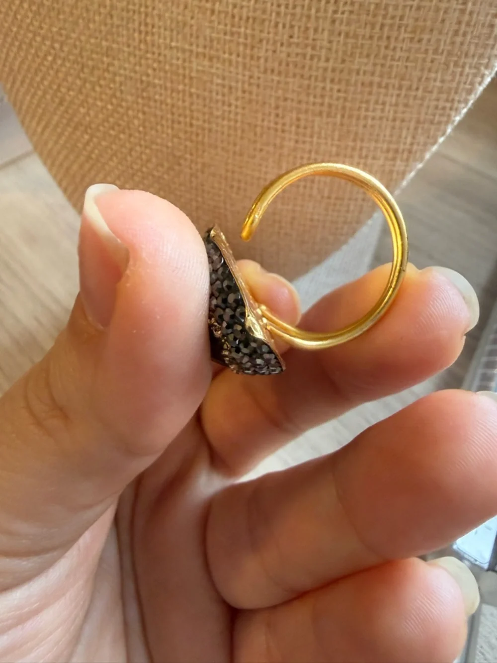 Gold Band Teardrop Blue Stone‎ Cocktail Ring - Women Jewelry